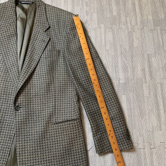 Vintage Jack Victor Blazer Mens 42 Olive Navy Silk Wool Blend One Button Notch - Picture 6 of 16